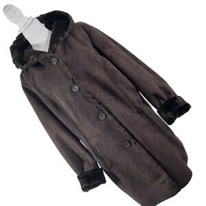 DENIM & CO.! RICH ESPRESSO BROWN VEGAN SUEDE & SHEARLING LINED JACKET! SZ XL